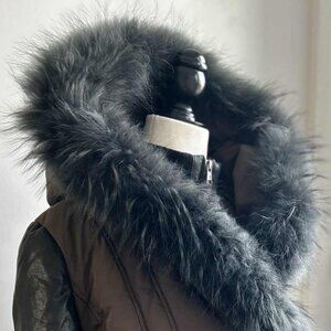 Elegant Black Fur-Trimmed Puffer Jacket